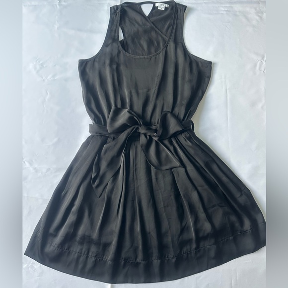 Bar III Black Sleeveless Waist Tie Dress Side Pockets Polyester Mini Size M - Picture 1 of 10
